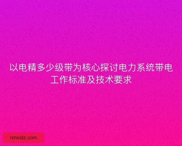 以电精多少级带为核心探讨电力系统带电工作标准及技术要求
